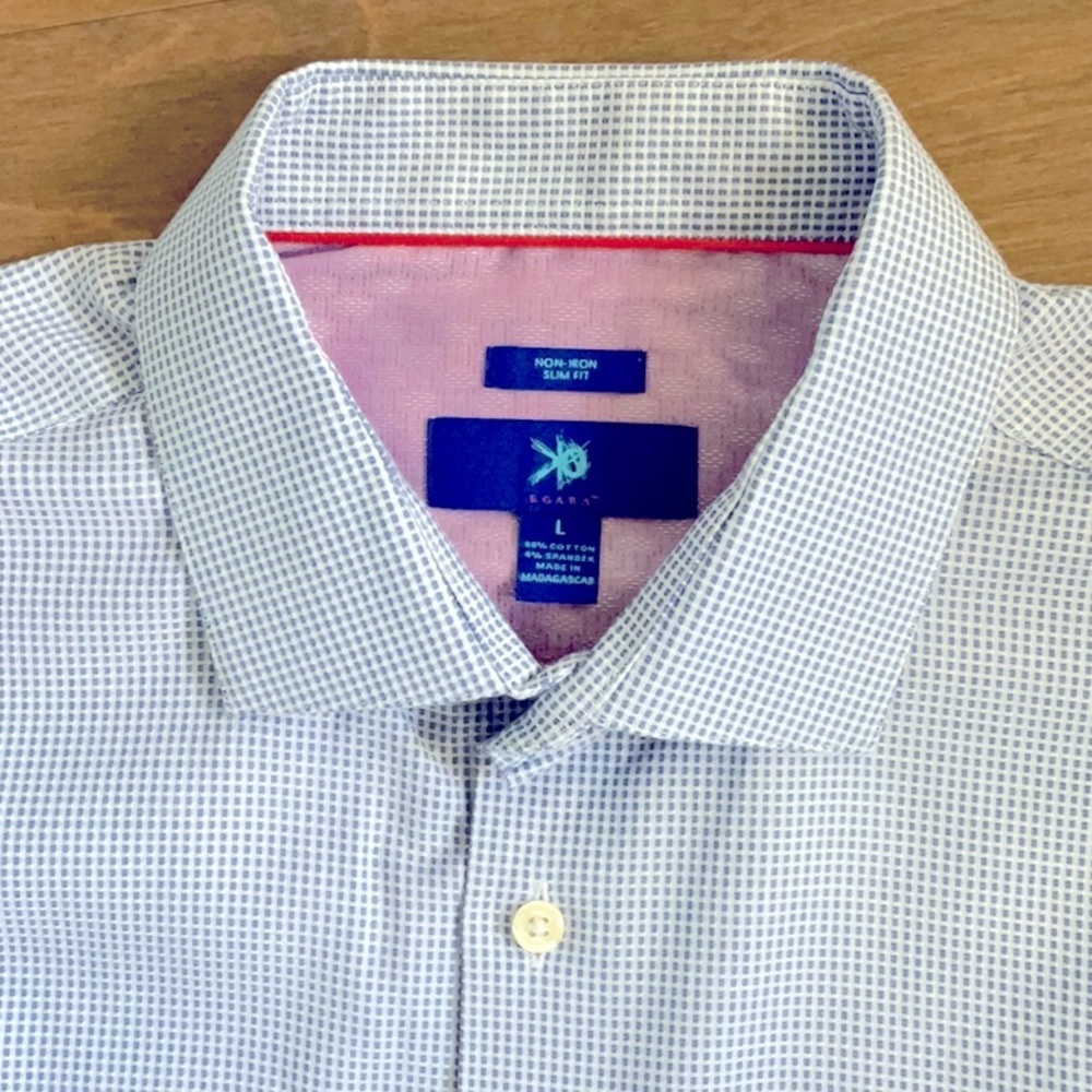 Egara No-Iron Slim Fit Long Sleeve Patterned Blue Purple Men’s Large
